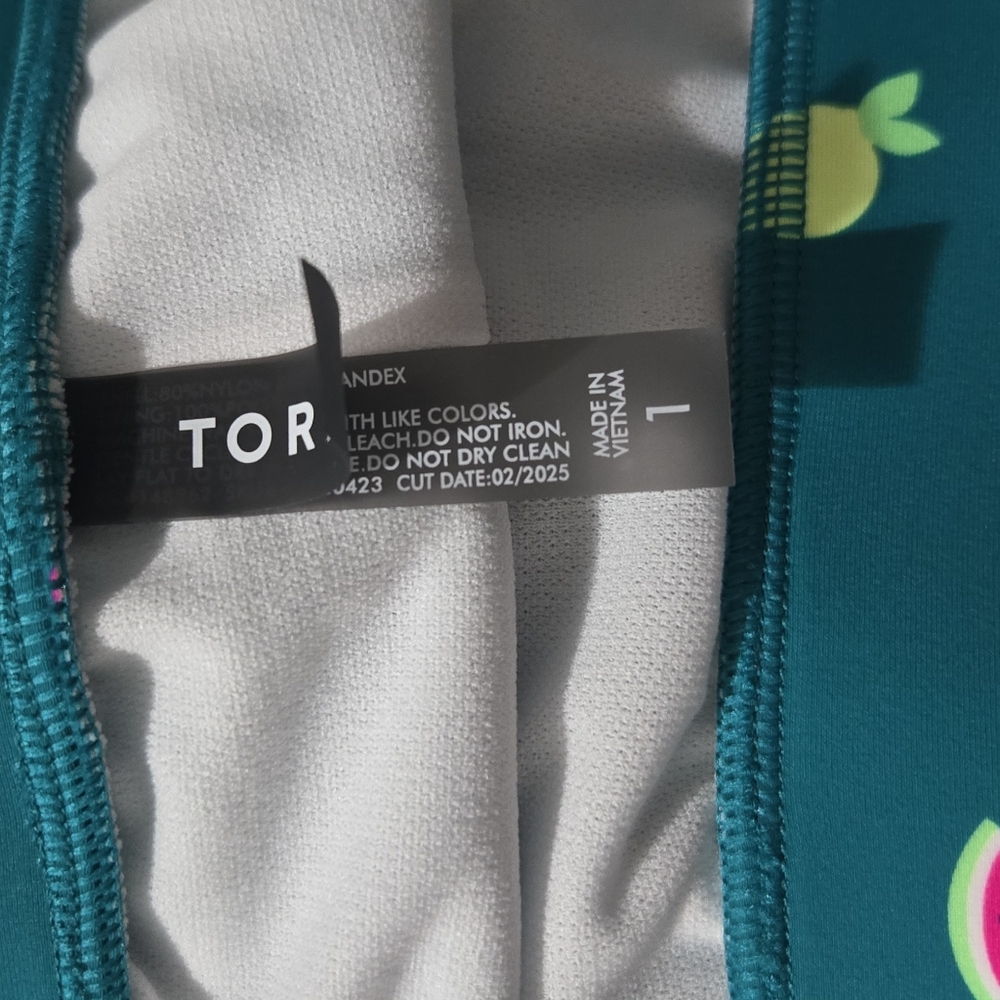 NWOT BOTTOMS ONLY Torrid Teal Fruit Print Swim Bottoms Size 1 - Picture 6 of 8